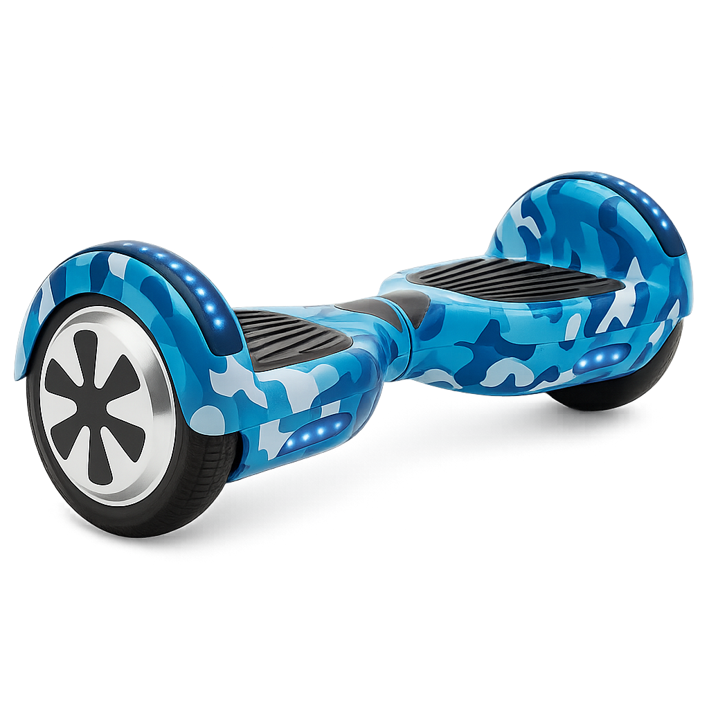 Skate Elétrico Hoverboard 6,5 Polegadas - Estampa Azul Camuflado e Conexão Bluetooth