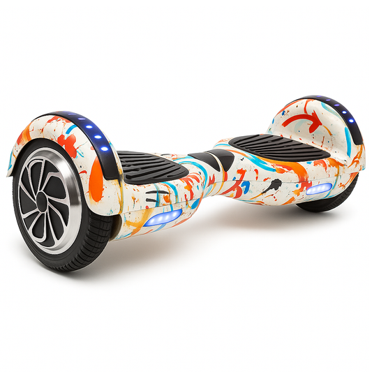 Skate Eletrico Hoverboard 6,5 Polegadas - Estampa Branco Grafitte e Conexao Bluetooth