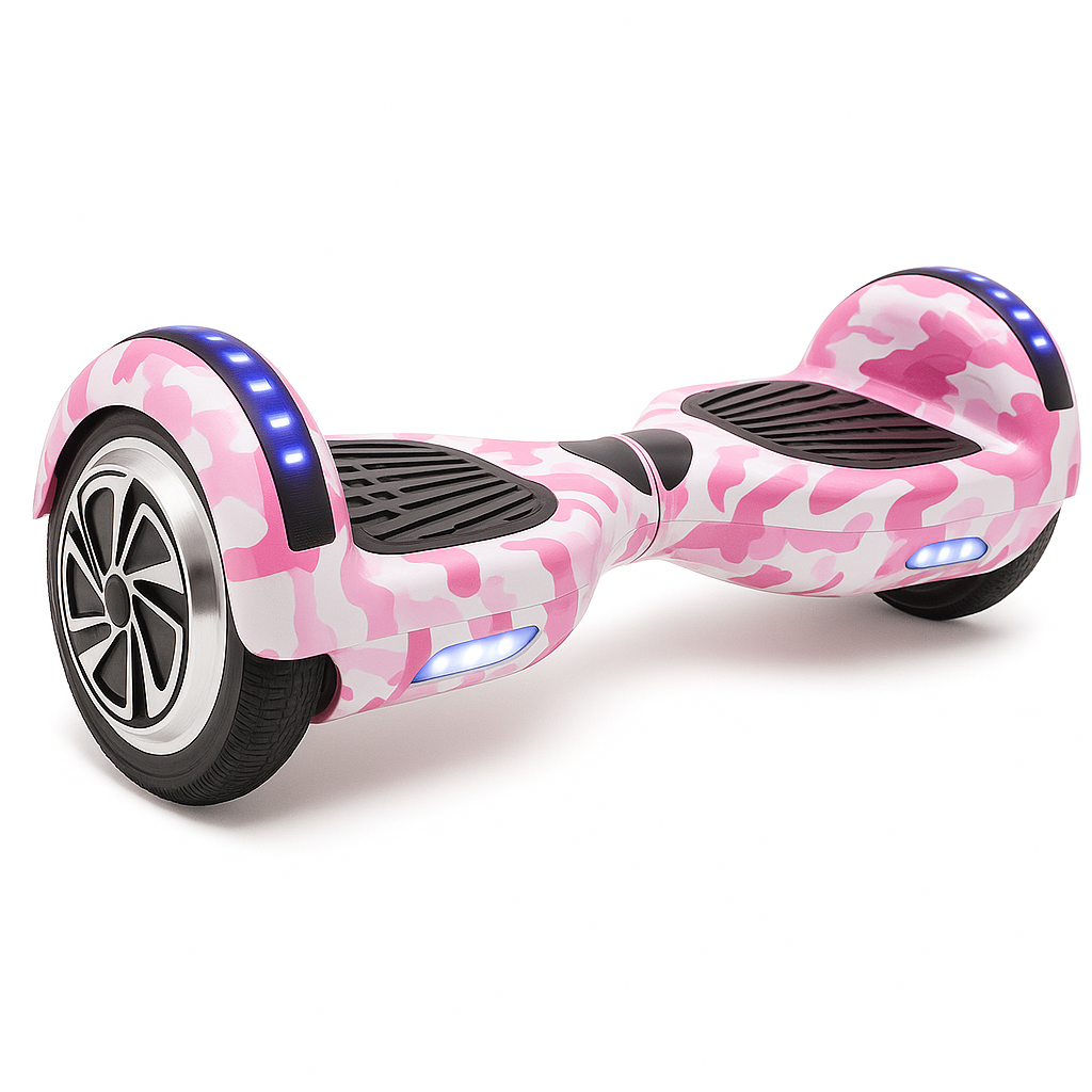 Skate Eletrico Hoverboard 6,5 Polegadas - Estampa Rosa Camuflado e Conexao Bluetooth